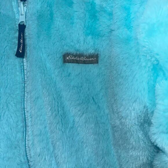 Eddie Bauer Reversible Teddy Fleece Puffer  Nylon Zip-Up Hooded Jacket - Picture 2 of 6